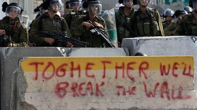 Israeli forces during clash with Palestinians